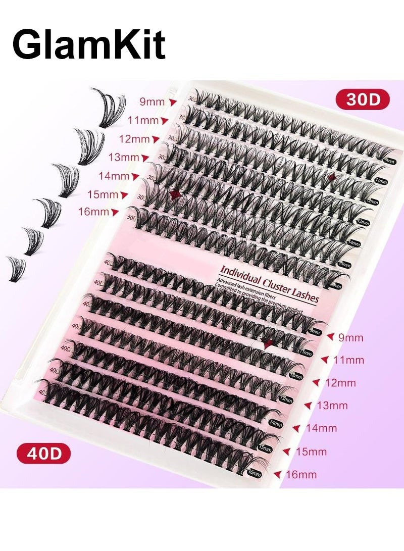 جلامكيت طقم تمديد الرموش DIY، 280 أدوات تجعيد الرموش، طقم تمديد الرموش، رموش فردية 9-16 مم 30D 40D مع ملقط الرموش والغراء - Image 4
