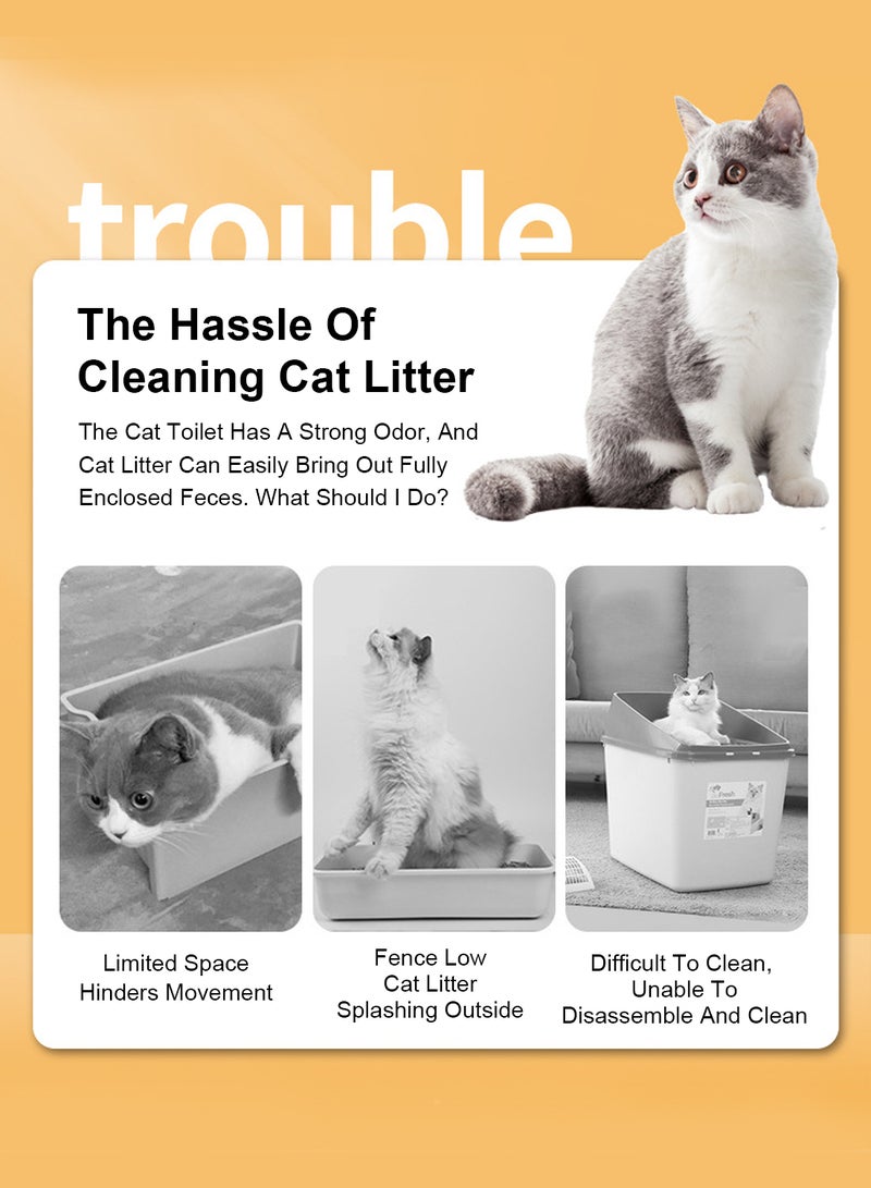 Kidle Enclosed Cat Litter Pan Cat Cleaning Products Folding Odor Blocking Splash Resistant Cat Litter Pan Litter Scoop Included - Image 3
