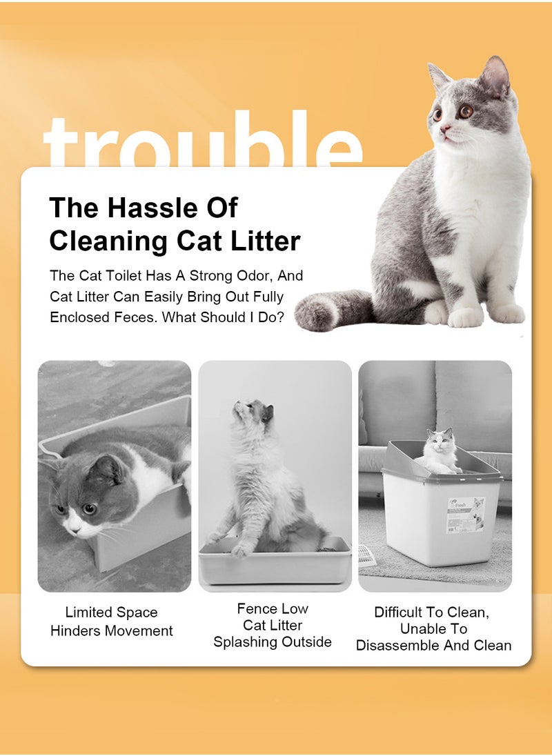 Kidle - Enclosed Cat Litter Pan Cat Cleaning Products Folding Odor Blocking Splash Resistant Cat Litter Pan Litter Scoop Included - Image 1