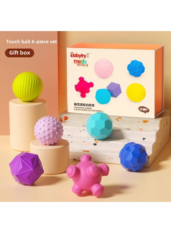 إسكدنيا كرة لمس للأطفال، تدليك الإدراك اللمسي، كرة الإمساك باليد، كرة تدريب الطفل، اللون: صندوق هدايا، مجموعة من 6 قطع من كرات اللمس والقرصة - Image 1