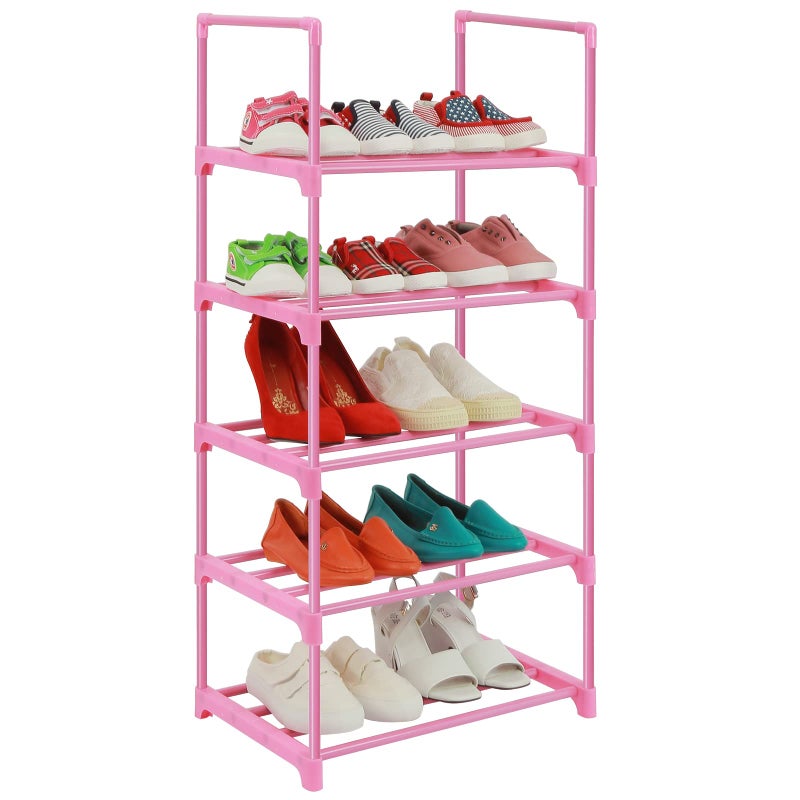 LNYZQUS LNYZQUS 5Tier Small Kids Shoe Rack Organizer Pink Toddler Shoe Shelf Shoe Stand for Closet Narrow SpaceMini Shoe Storage Rack Short Shoe Tower for Women  GirlsFull Pink