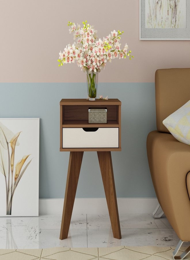Pilati Sofa Side Table for living room.White/Cedar Color 73x44.5x35  - Image 1