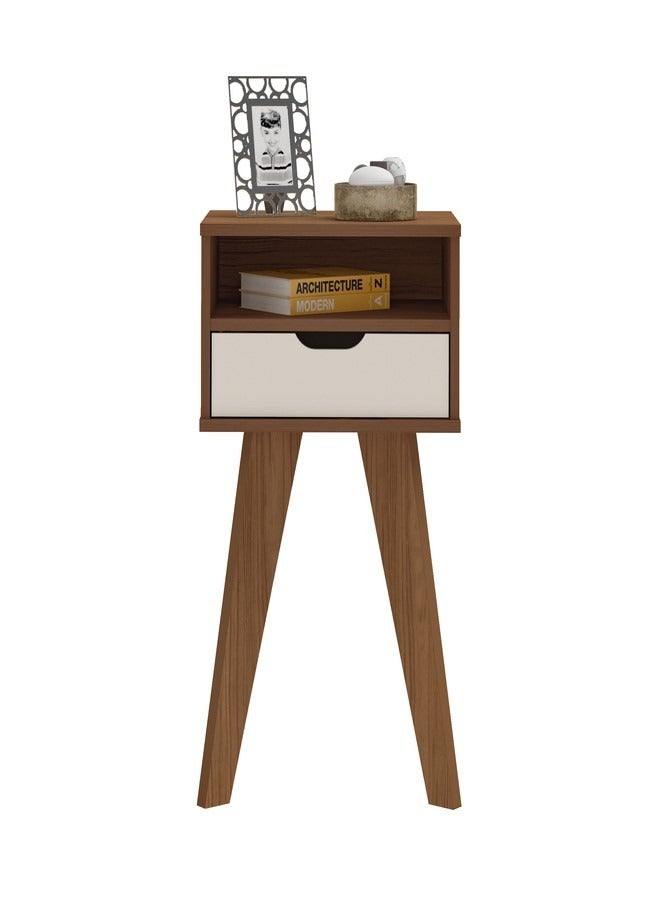 Pilati Sofa Side Table for living room.White/Cedar Color 73x44.5x35  - Image 2