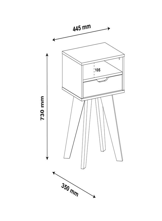 Pilati Sofa Side Table for living room.White/Cedar Color 73x44.5x35  - Image 3