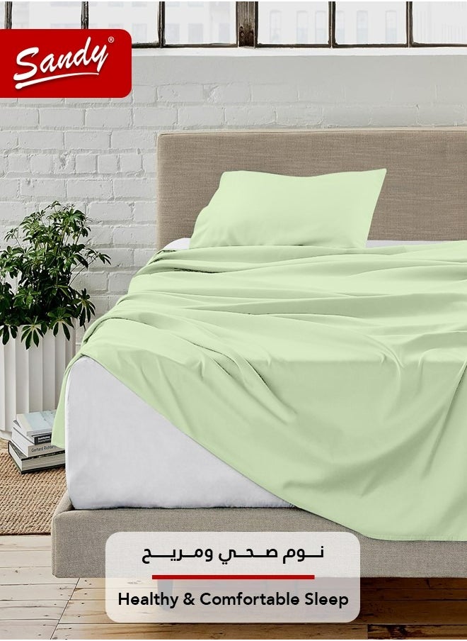 Sandy Sandy Premium Hotel Quality Flat Sheet and Pillow Case, Bed Sheet 2 Pieces Set, Soft & Breathable and Cooling, Extra Twin Size 243 x 167 cm, Green Tea  - Image 2