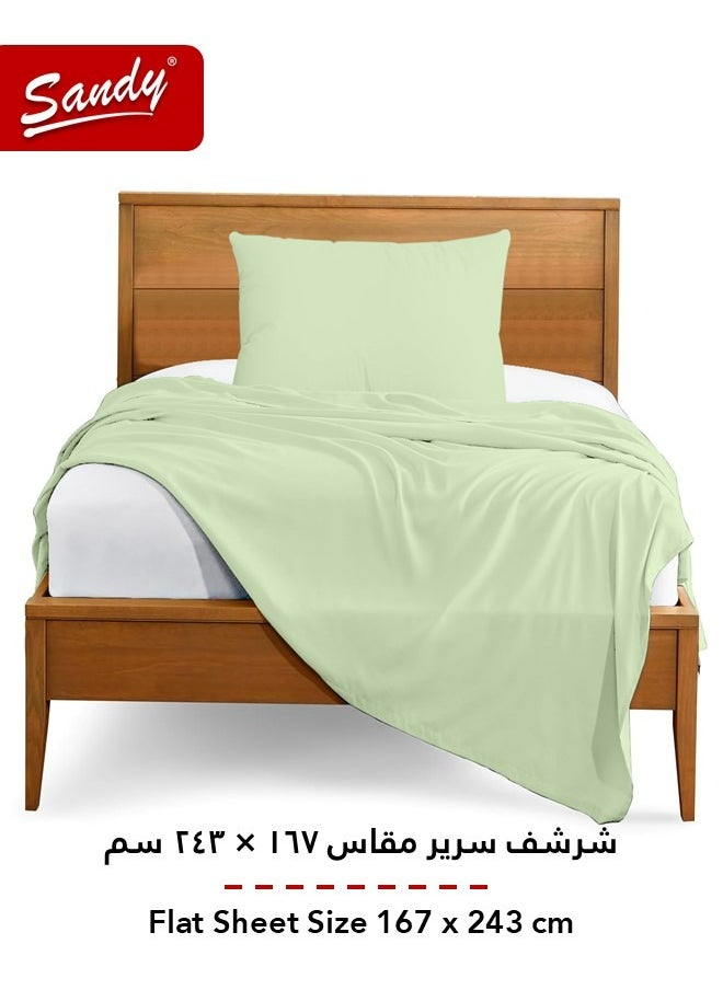 Sandy Sandy Premium Hotel Quality Flat Sheet and Pillow Case, Bed Sheet 2 Pieces Set, Soft & Breathable and Cooling, Extra Twin Size 243 x 167 cm, Green Tea  - Image 3