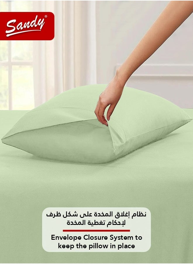 Sandy Sandy Premium Hotel Quality Flat Sheet and Pillow Case, Bed Sheet 2 Pieces Set, Soft & Breathable and Cooling, Extra Twin Size 243 x 167 cm, Green Tea  - Image 5