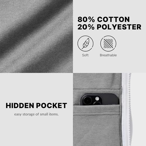 Ohoo Men's Zip Up Hoodie Lightweight Slim Fit Sweatshirt Full Zip Hooded Jacket / DCF002-GREY-M - Image 5