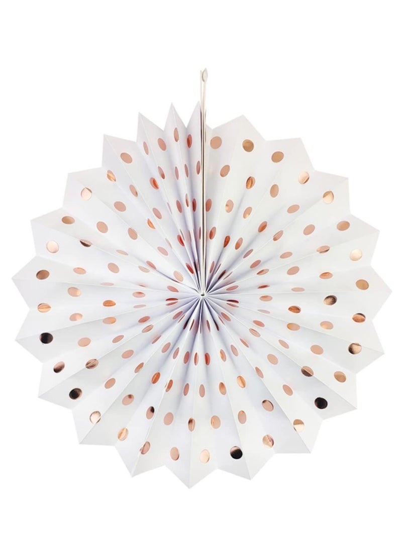 Arabest زهرة مروحة ورقية 8 قطع زينة حفلة عيد ميلاد باللون الأسود والذهبي/الوردي الذهبي باللون اللامع علم سحب مروحة ورقية باللون الوردي الذهبي (أسود وذهبي) - Image 5