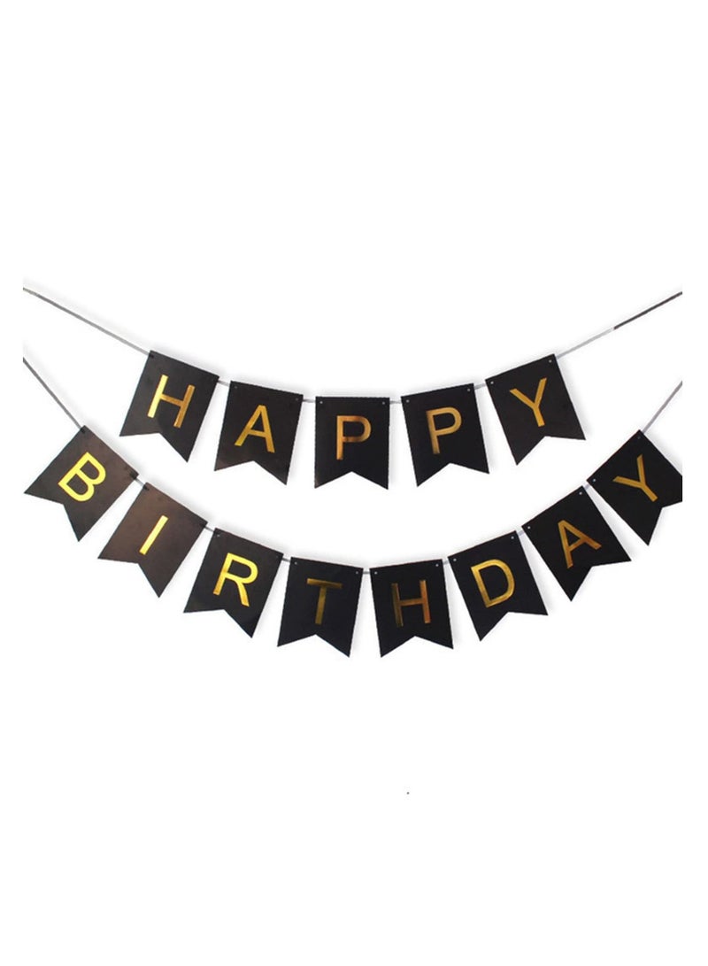 Arabest زهرة مروحة ورقية 8 قطع زينة حفلة عيد ميلاد باللون الأسود والذهبي/الوردي الذهبي باللون اللامع علم سحب مروحة ورقية باللون الوردي الذهبي (أسود وذهبي) - Image 3