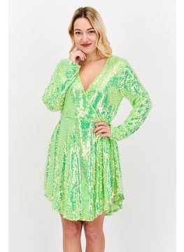 Collective The Label Women Embellished Mini Dress, Lime Green  - Image 1