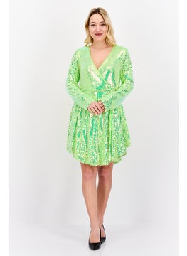 Collective The Label Women Embellished Mini Dress, Lime Green  - Image 4