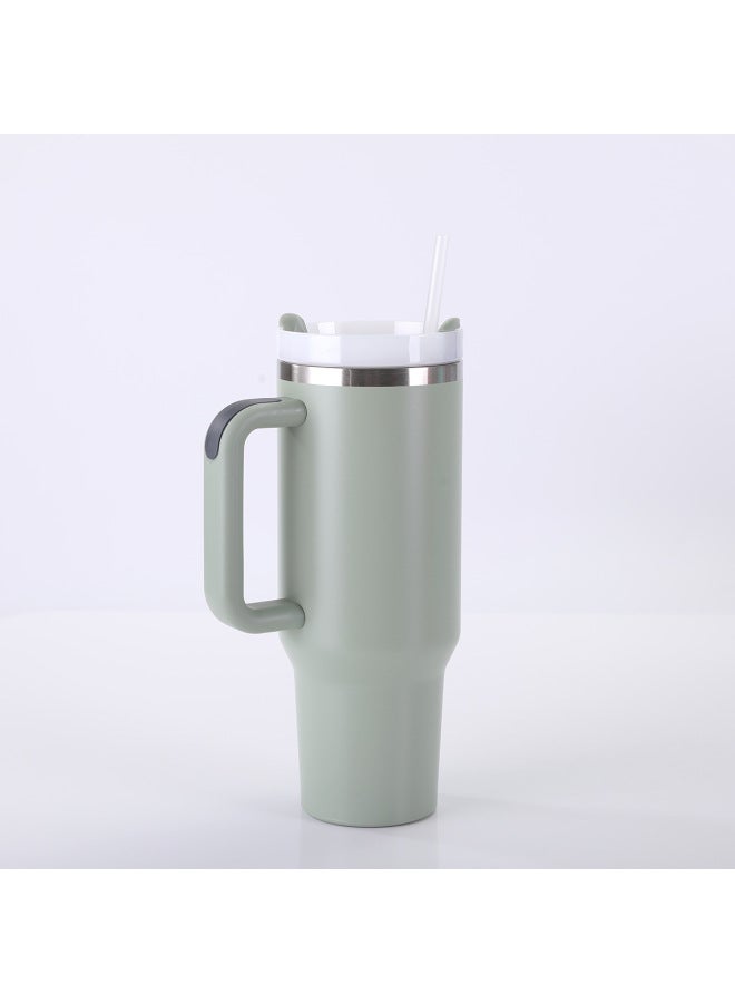 Second-generation 40oz Handle Car Cup 304 Stainless Steel Vacuum Thermos Cup Big Mac Straw Ice Cup