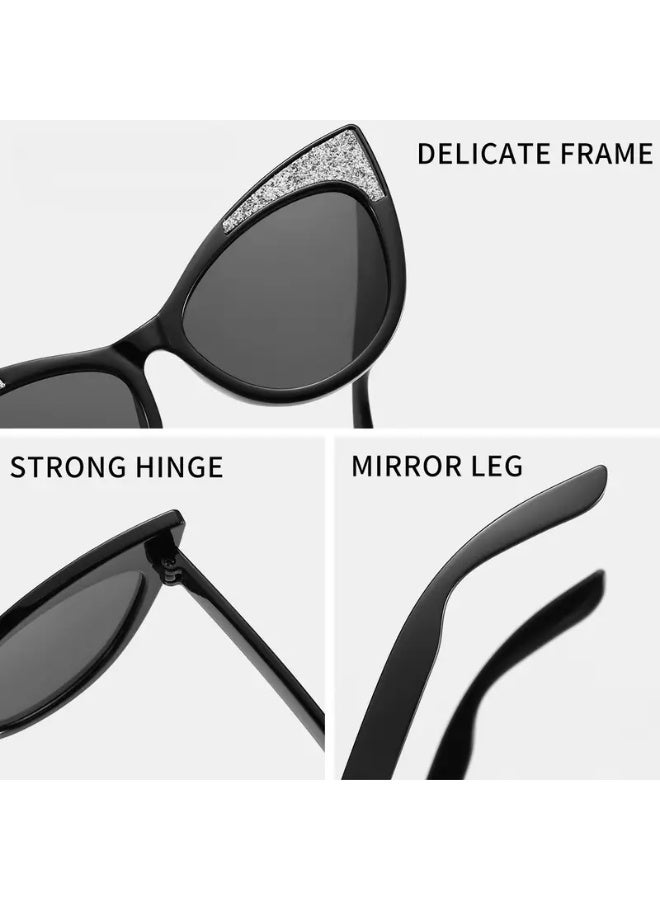 سينت هاوس نظارات شمسية أنيقة وعصرية للبنات بألوان الحلوى بتصميم عين القطة | إطار بلاستيكي وعدسات بلاستيكية | نظارات تصوير فوتوغرافي للشارع (مع حافظة) ونظارات شمسية - Image 4