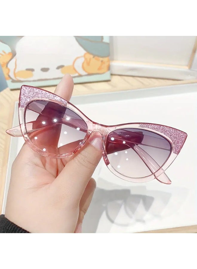 سينت هاوس نظارات شمسية أنيقة وعصرية للبنات بألوان الحلوى بتصميم عين القطة | إطار بلاستيكي وعدسات بلاستيكية | نظارات تصوير فوتوغرافي للشارع (مع حافظة) ونظارات شمسية - Image 2