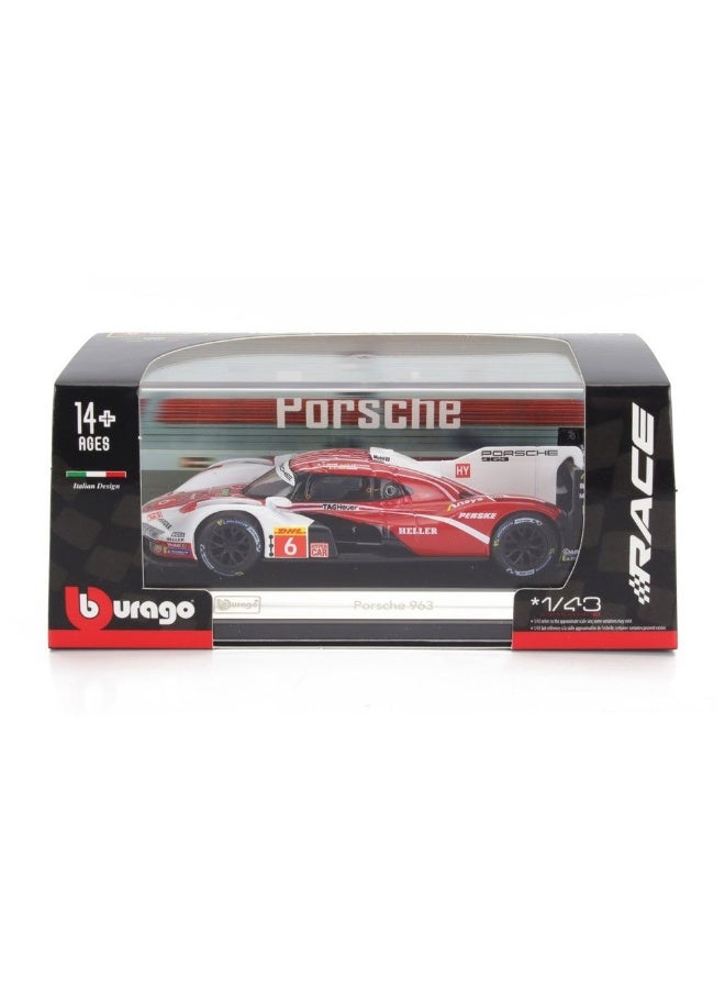 Bburago سيارة ببراغو ريس بورش 963 مصنوعة من المعدن (1:43، أحمر/أبيض) - Image 1