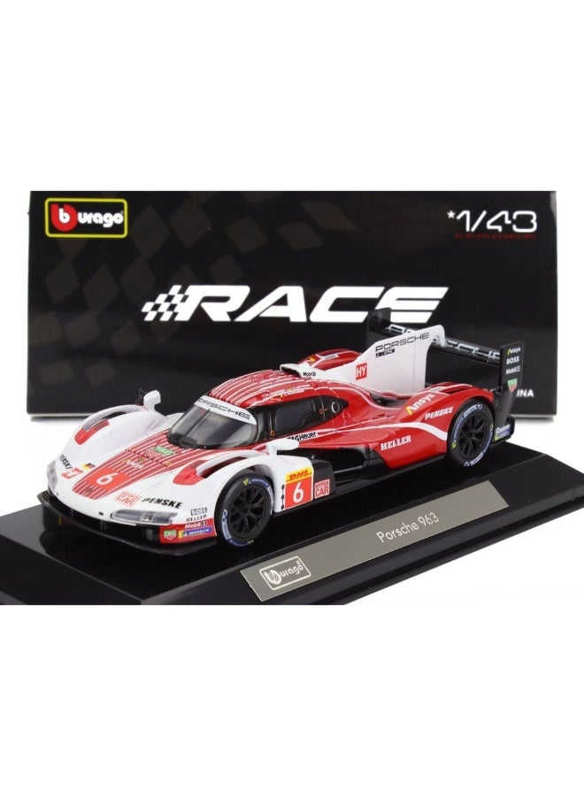 Bburago سيارة ببراغو ريس بورش 963 مصنوعة من المعدن (1:43، أحمر/أبيض) - Image 2