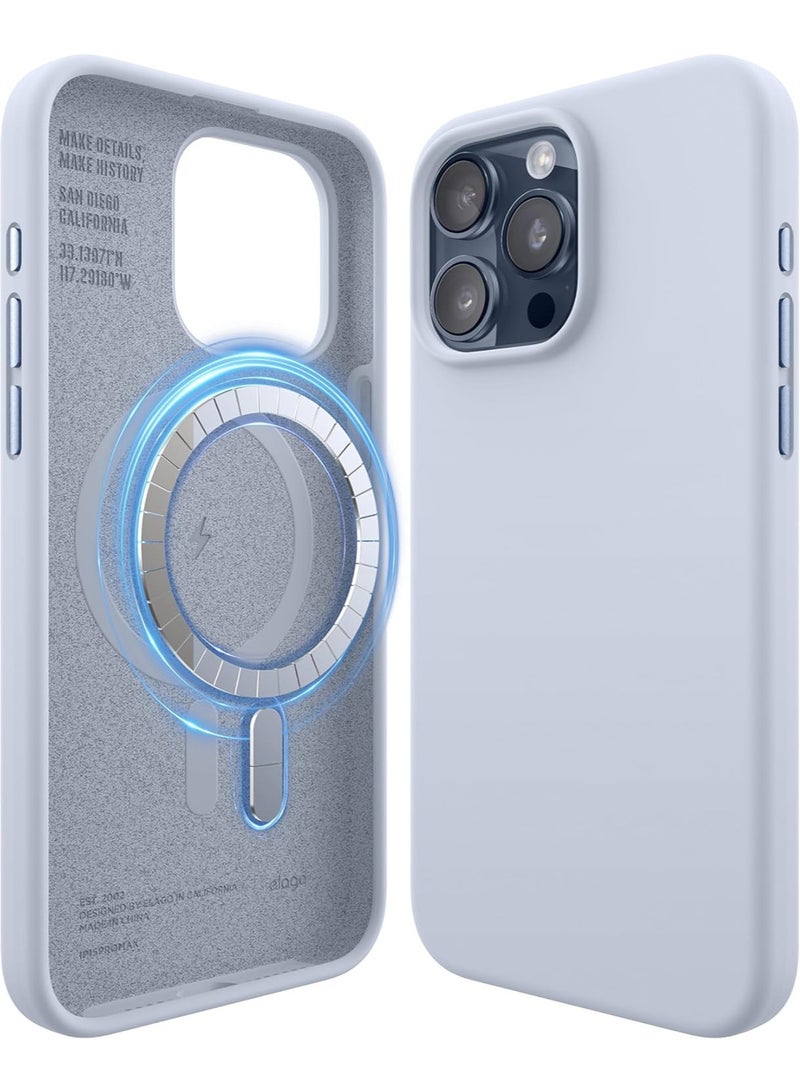 Elago Magnetic Liquid Silicone for iPhone 15 PRO Case Cover with MagSafe Shockproof - Light Blue - Image 1