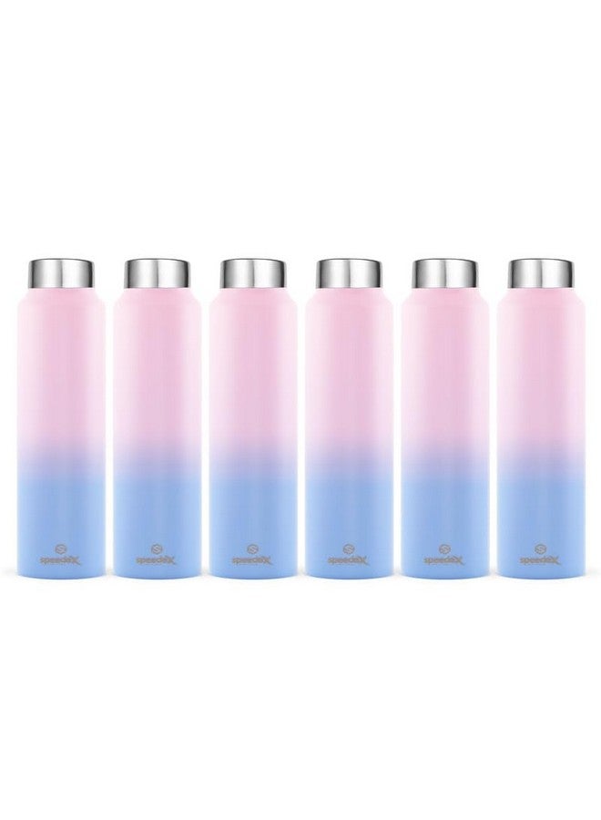 Speedex Stainless Steel Pink Blue Water Bottle 1 Litre with Screw Cap | Combo of 6 | Pack of 6 | Set of 6 | Leak Proof & BPA Free | Fridge Friendly for School, Office, Gym | For Men, Women, Kids - Image 1