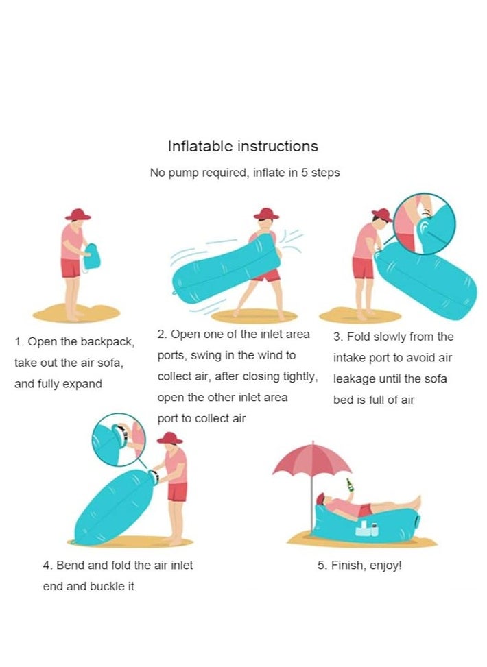 General - Inflatable sun loungers, air loungers, lazy seats, inflatable beds, waterproof, with storage bags, inflatable seats, for camping, gardens and beaches - Image 1