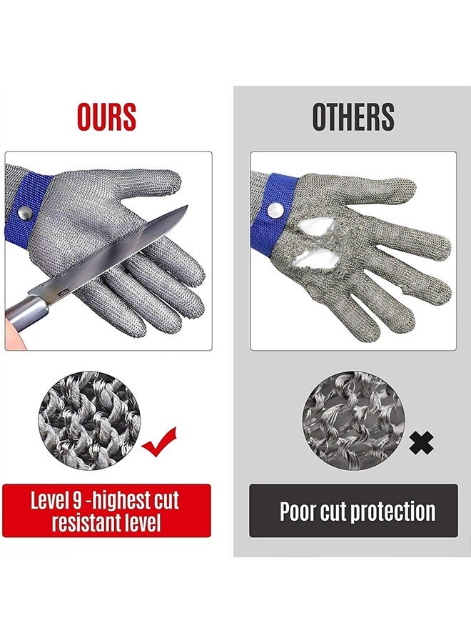 Cut Resistant Glove, Level 9 Safety Protective Gloves Ambidextrous, Food Grade Durable Cut Glove for Kitchen Cooking, Stainless Steel Mesh Metal Glove, Butcher Meat Cutting, Oyster Shucking, Garden, Fishing  - Image 3