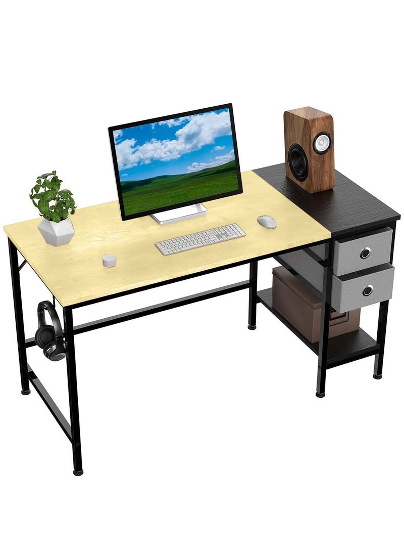 EqiEch Computer Desk with Drawers 47 Inch Office Workstation with Storage Shelves Study Writing Desk for Home Office Bedroom  - Image 1