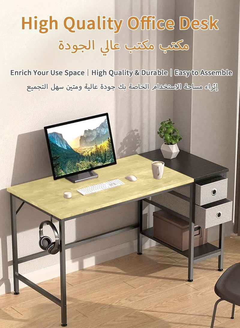 EqiEch Computer Desk with Drawers 47 Inch Office Workstation with Storage Shelves Study Writing Desk for Home Office Bedroom  - Image 2