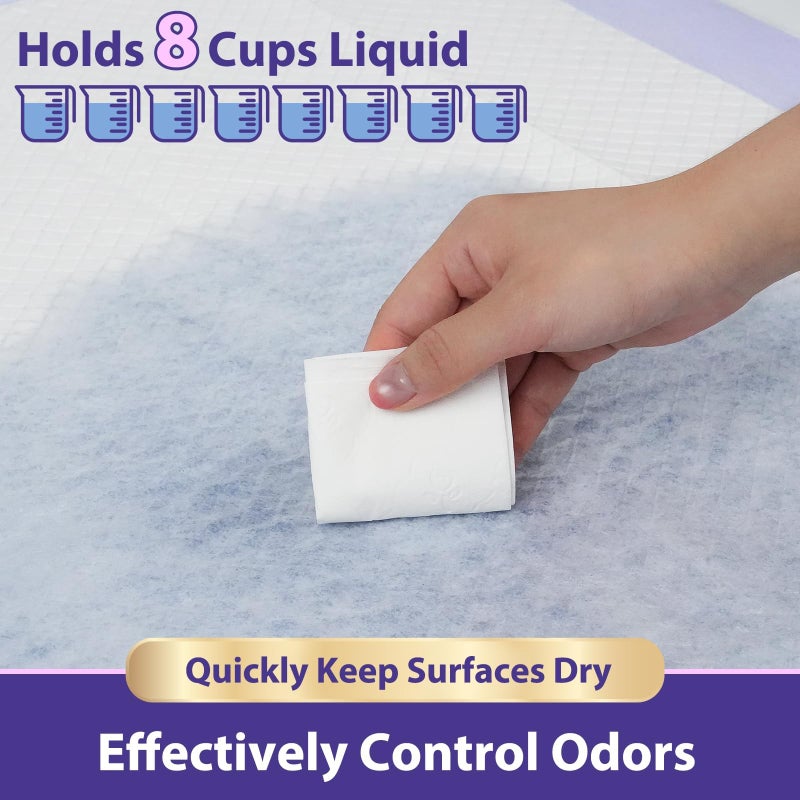 MILDPLUS 110 Grams Heavy Duty Bed Pads 30''X36'', 50 Count MILDPLUS Purple Disposable Underpads with Anti-Slip Film, Extra Large Chucks Pads, 3X Thicker Incontinence Pads for Adults, Kids or Pet - Image 5