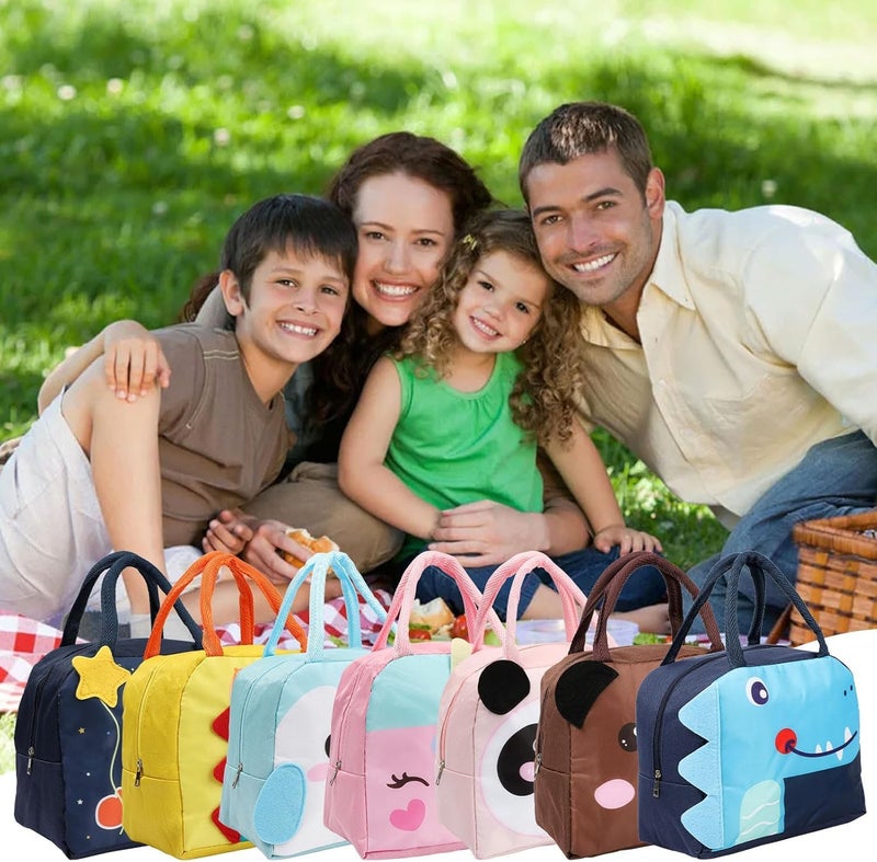 Flywind Kids Lunch Bag for Girls Boys Students | Small Foldable Waterproof Lunch Box for Travel Picnic School | Reusable Cartoon Insulated Lunchbag (Yellow Dinosaur) - Image 5