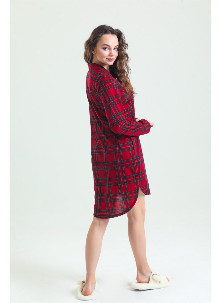 Magic Form 87764 Women's Front Buttoned Nightgown - Claret Red  - Image 2