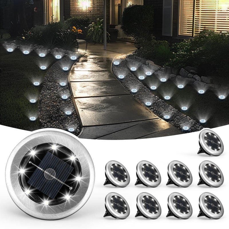 SOLPEX Mini Solar Ground Lights 10 Pack Solar Lights Outdoor Waterproof Pathway Lights Solar Powered Solar Garden Light Landscape Lighting for Yard Driveway Walkway Cool White