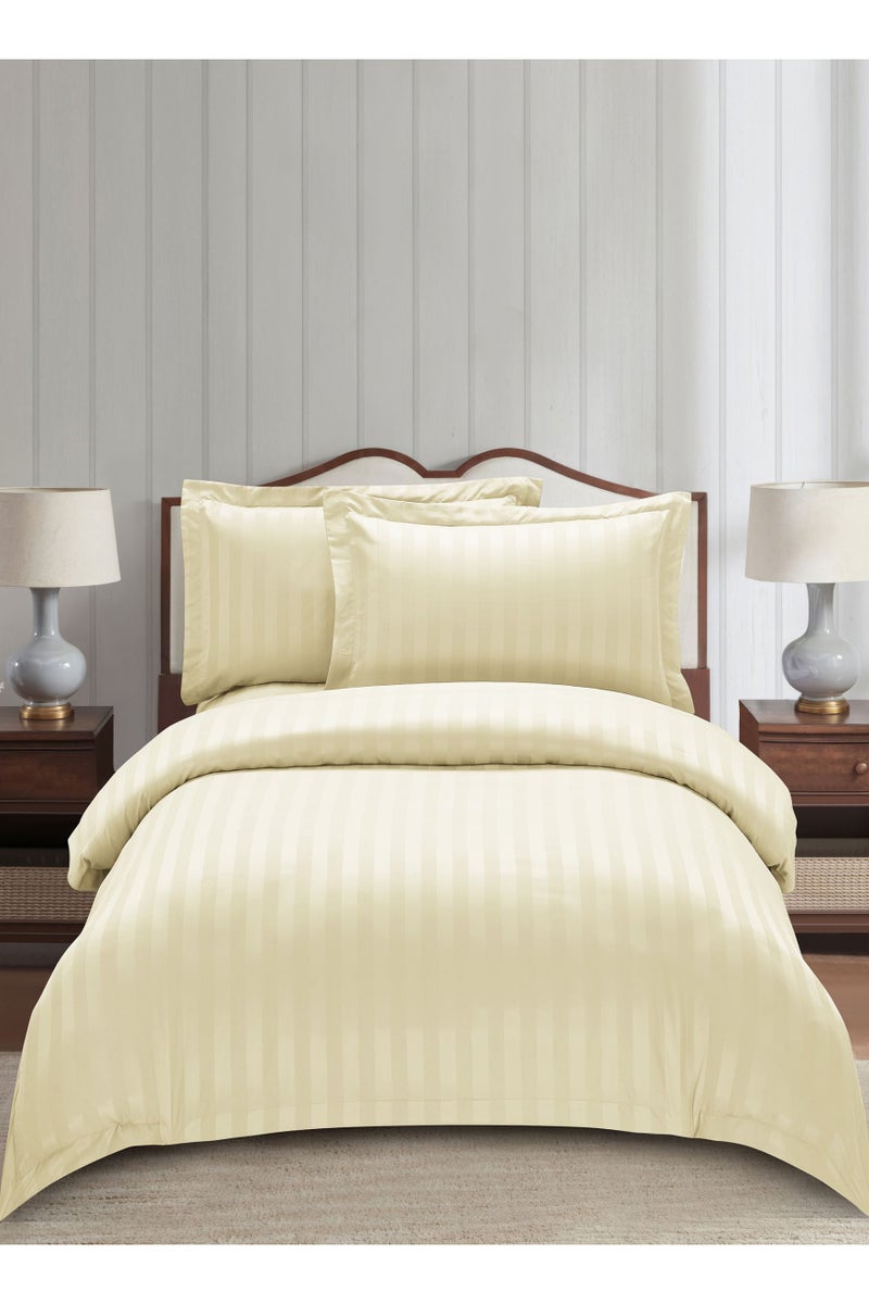 Donetella Striped Comforter Set, Single Size (170x230 cm), 5-Piece Hotel Bedding with 350 GSM Filling – Comforter, Comforter Cover, Fitted Sheet, Pillowshams.  - Image 1