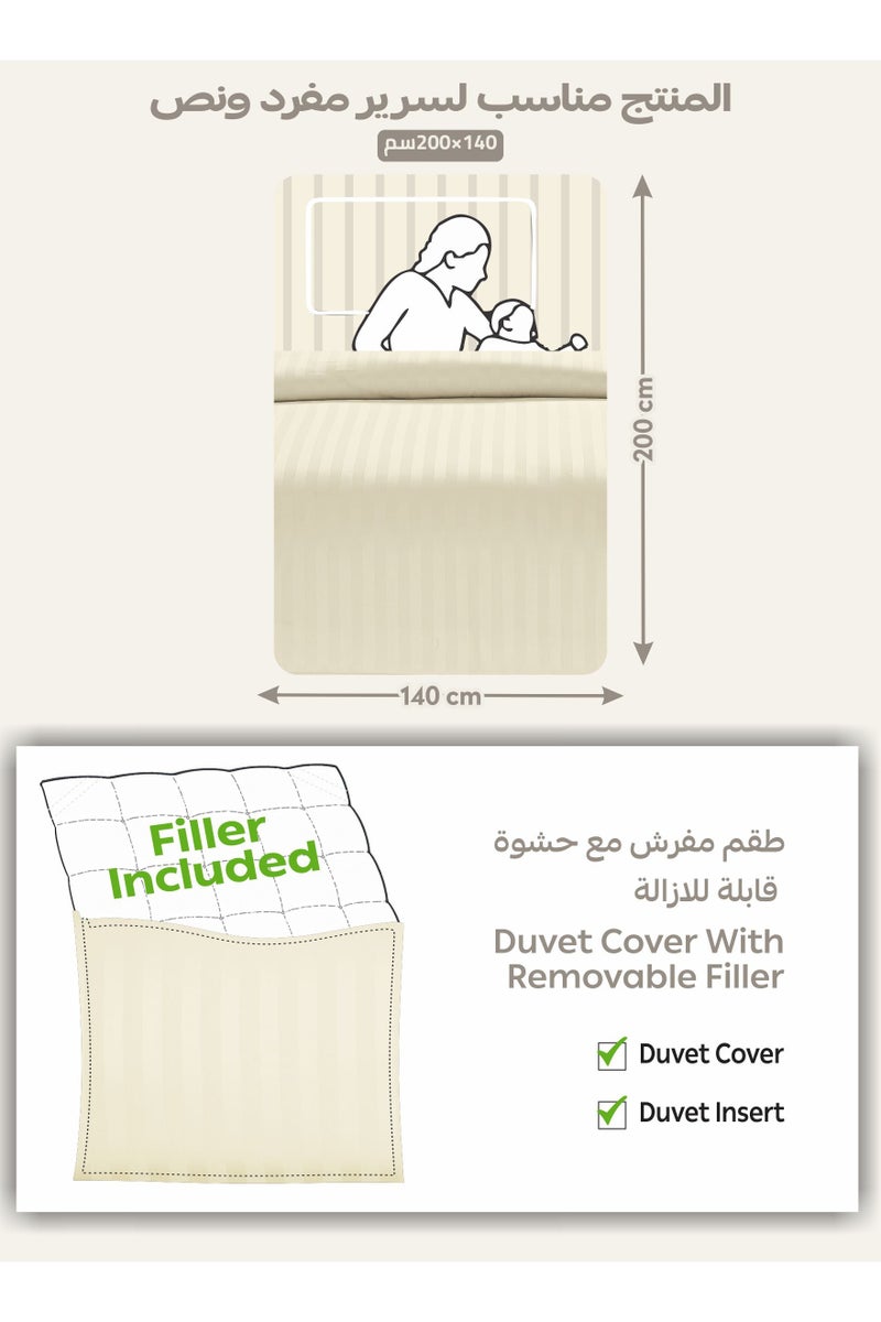 Donetella Striped Comforter Set, Single Size (170x230 cm), 5-Piece Hotel Bedding with 350 GSM Filling – Comforter, Comforter Cover, Fitted Sheet, Pillowshams.  - Image 3