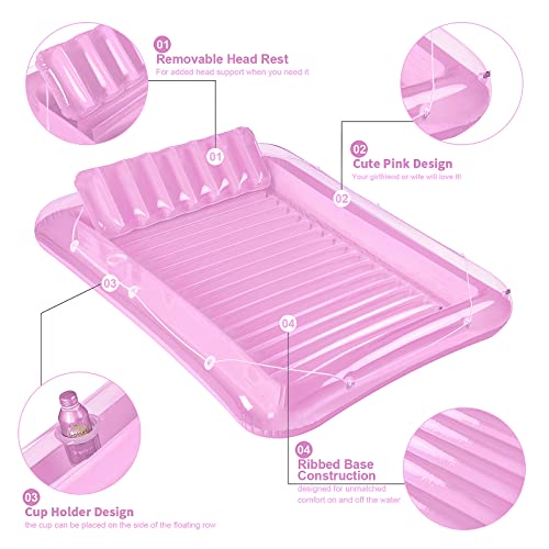 SLLAK Inflatable Pool Floats Lounger for Adults, Blow Up Tanning Pool Raft Sun Tan Tub with Inflatable Pillow for Family Outdoor, Garden, Backyard Summer Water Party (14+ Year Old) - Image 3