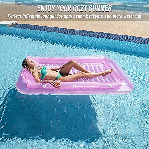SLLAK Inflatable Pool Floats Lounger for Adults, Blow Up Tanning Pool Raft Sun Tan Tub with Inflatable Pillow for Family Outdoor, Garden, Backyard Summer Water Party (14+ Year Old) - Image 5