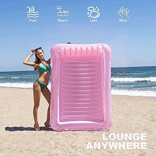 SLLAK Inflatable Pool Floats Lounger for Adults, Blow Up Tanning Pool Raft Sun Tan Tub with Inflatable Pillow for Family Outdoor, Garden, Backyard Summer Water Party (14+ Year Old) - Image 4