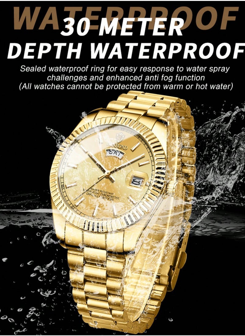 BINBOND BINBOND Men Quartz Watch Waterproof Date Week Male Clock Stainless Steel Business Wristwatch Male  - Image 5