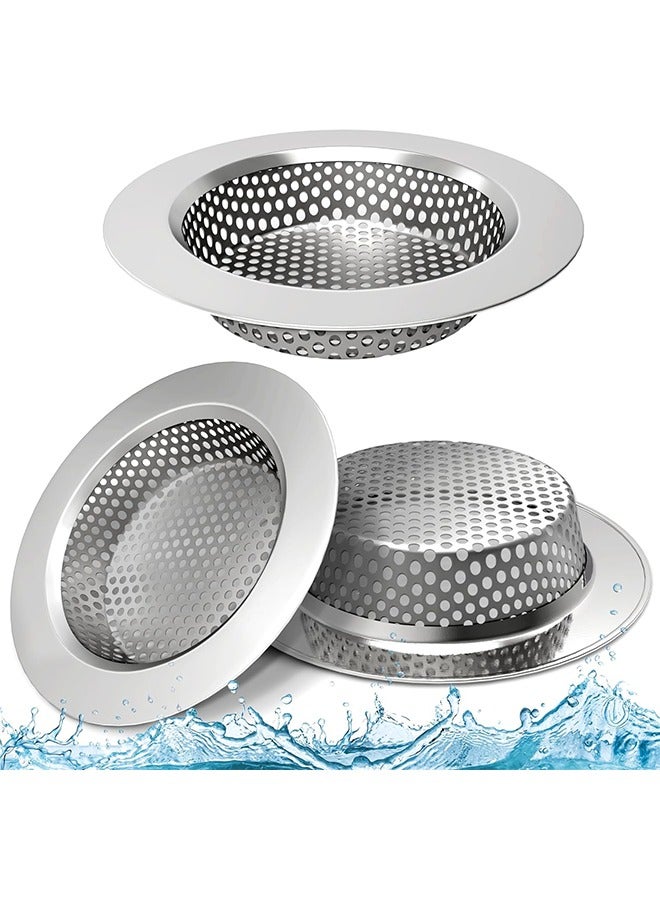 3 Pcs Kitchen Stainless Steel Sink Strainer, Anti-Clogging Drain Filter for Kitchen Sink/Basin Floor Drain, Mesh Basket Food Catcher for Laundry Bathroom Drain Hole Heavy Duty Drain Filter  - Image 1