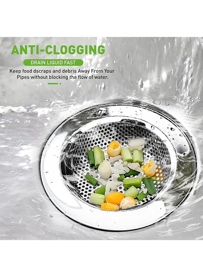 3 Pcs Kitchen Stainless Steel Sink Strainer, Anti-Clogging Drain Filter for Kitchen Sink/Basin Floor Drain, Mesh Basket Food Catcher for Laundry Bathroom Drain Hole Heavy Duty Drain Filter  - Image 4