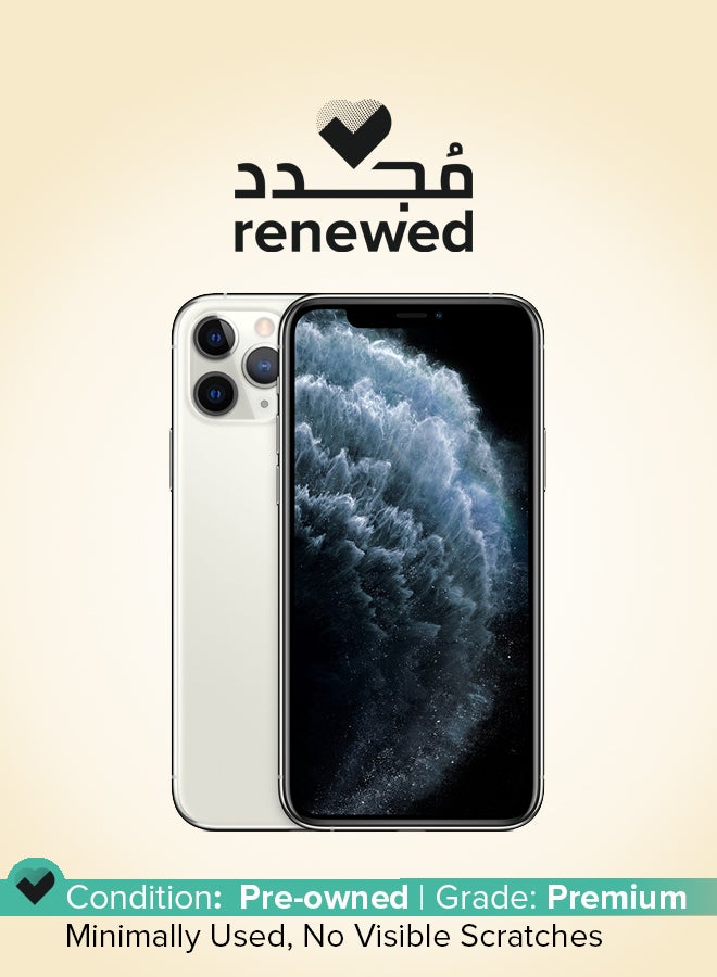 ابل  مُجدد - آيفون 11 برو مع تطبيق فيس تايم بذاكرة داخلية سعة 512 جيجابايت ويدعم تقنية 4G LTE - النسخة العالمية، لون فضي - Image 1
