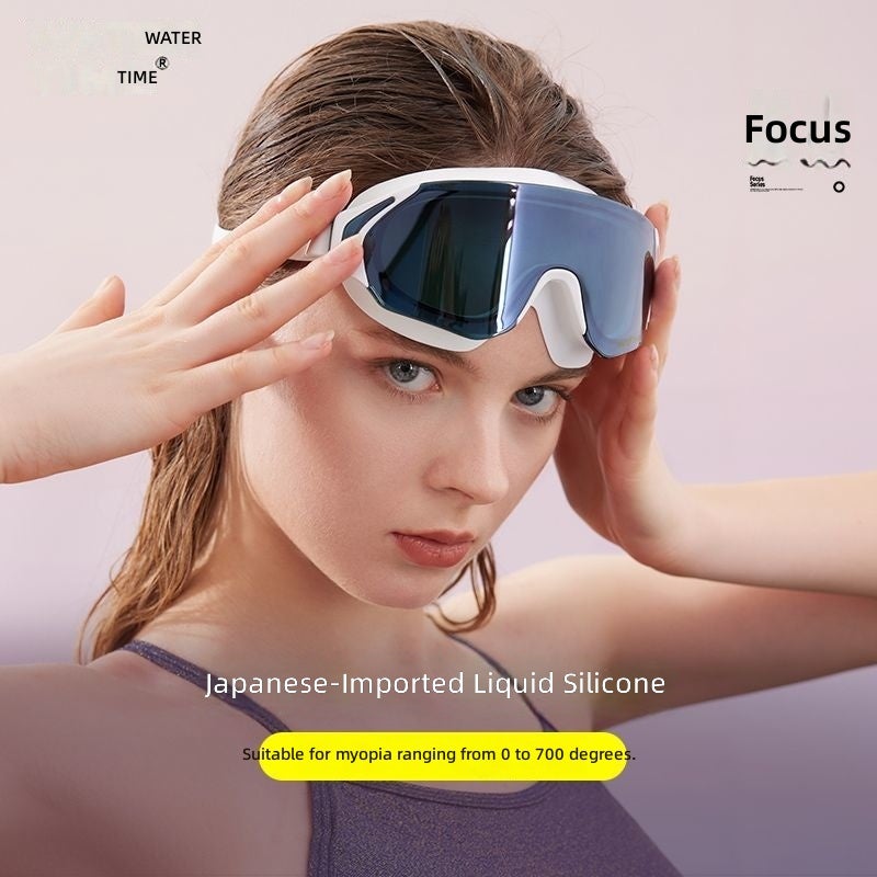 WaterTime Large Frame Swimming Goggles Anti-Fog Waterproof HD Professional Diving Set with Swim Cap for Men Women - Image 5