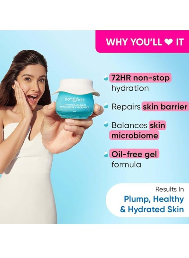 Dot & Key Dot & Key 72 HR HYDRATING GEL + PROBIOTICS 60 ml, with Hyaluronic Acid, Kombucha & Rice Water, Oil-Free, Non Comedogenic, Lightweight gel moisturizer, for all skin types  - Image 3