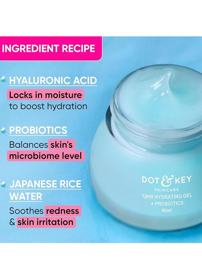 Dot & Key Dot & Key 72 HR HYDRATING GEL + PROBIOTICS 60 ml, with Hyaluronic Acid, Kombucha & Rice Water, Oil-Free, Non Comedogenic, Lightweight gel moisturizer, for all skin types  - Image 5