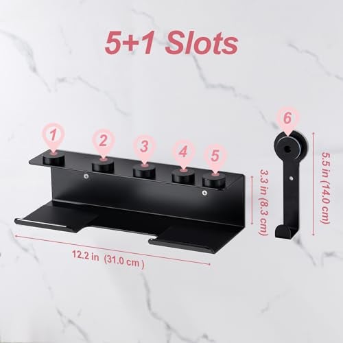 CATOOMUU for Shark Flexstyle Wall Mount Stand Holder, Shark Flex Style Hair Blow Dryer Storage Rack, Accessory Attachments Organizer, with Cord Hanger Hook - Image 3
