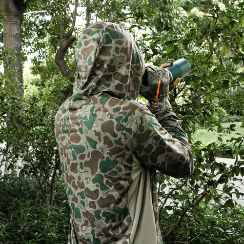 Palmyth Hunting Hoodie with Mask for Men Long Sleeve Sun Protection UV UPF 50 Camo Fishing ShirtsDotshade AntlerL - Image 3