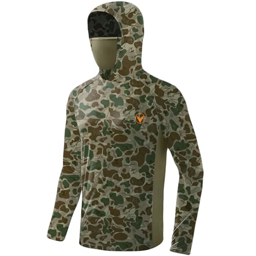 Palmyth Hunting Hoodie with Mask for Men Long Sleeve Sun Protection UV UPF 50 Camo Fishing ShirtsDotshade AntlerL - Image 1
