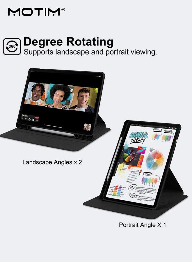 Motim Samsung Galaxy Tab A9 PLUS/A9+ Rotating Case, Built-in Pencil Holder, 360 ° Rotating Stand, Smart Flexible Clear Back Cover Protective Tablet Cover, Auto Wake Sleep Function - Image 2
