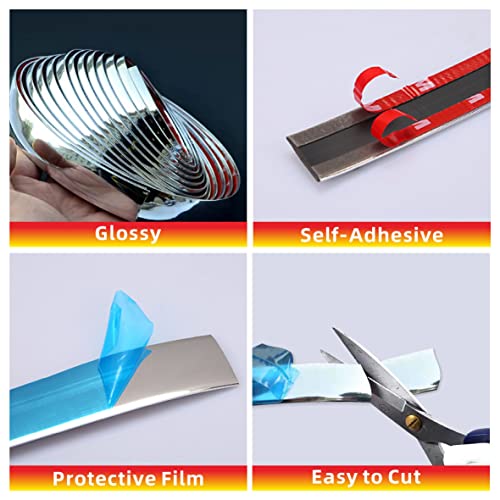 NANSH 16Ft Chrome Silver Automotive Car Exterior and Interior Molding Trim Universal Bumper Window Door Body Side Decorative Strip Scratch-Proof (1/4 inch (6mm)) - Image 5