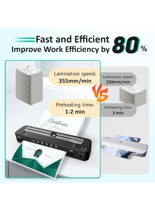 Bluejw آلة laminator بحجم 13 بوصة - laminator بحجم 11x17 مع 50 ورقة، بارد وساخن، مع قاطع ورق مدمج ومقوس الزوايا، آلة laminating بحجم A3 للفصول الدراسية والمنزل والمدرسة - Image 2