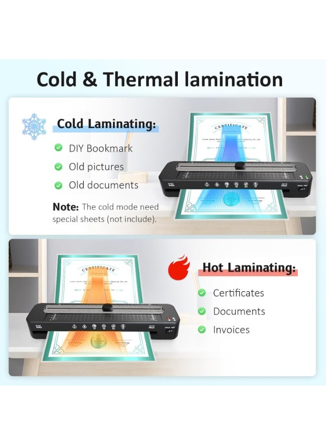 Bluejw آلة laminator بحجم 13 بوصة - laminator بحجم 11x17 مع 50 ورقة، بارد وساخن، مع قاطع ورق مدمج ومقوس الزوايا، آلة laminating بحجم A3 للفصول الدراسية والمنزل والمدرسة - Image 3